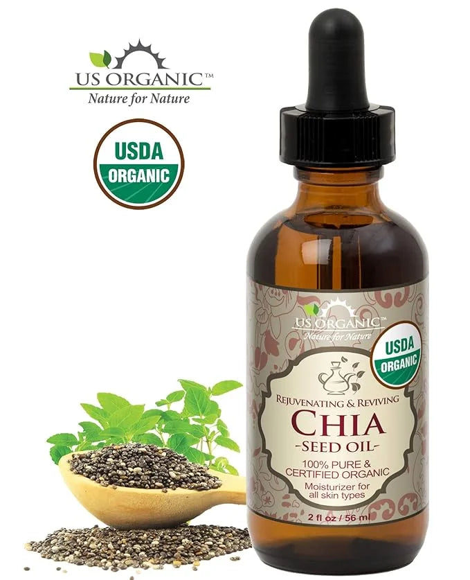 US Organic Chia Seed Oil, Certified Organic, Pure & Natural, Cold Pressed Virgin, Unrefined, Sourced from Paraguay, in Amb...