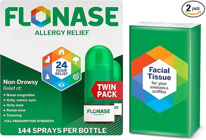 Flonase Allergy Relief Nasal Spray, 24-Hour 144 Sprays 2) plus