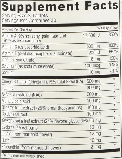 Eagle-Eyes, Optimal Vision Health with 500 3 Fish 90 Tablets
