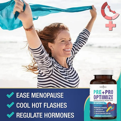 Pro Optimize Probiotics for Women, Menopause, 70 Billion CFU, Digestive Health - Relief for Bloating, Hot Flashes, Joint S...