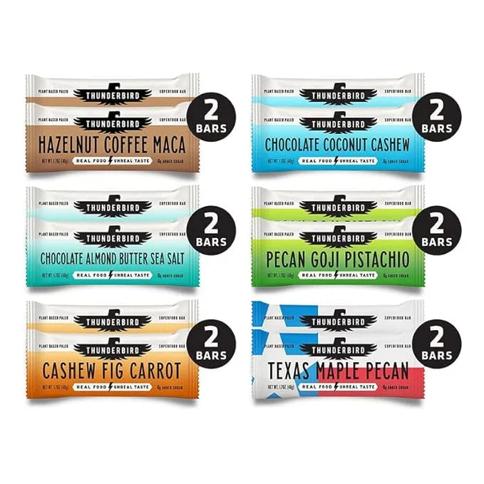 Thunderbird Bars Energy Snack, Gluten-Free with Protein, Healthy Real Food, Vegan Paleo Non-GMO, No Added Sugar, Variety F...