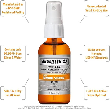 Argentyn 23 Professional Bio-Active Silver Hydrosol for Immune Support, Colloidal Silver, 23ppm, 2oz (59mL) Fine Mist Spra...