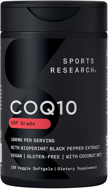 Sports Research CoQ10 (100mg) Enhanced w/Coconut (120 Veggie