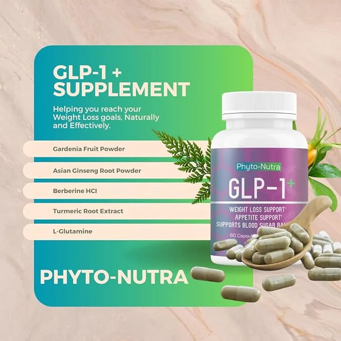 GLP-1 + (60 Capsules 1 Bottle) Vegan, Natural Supplement, Lab Tested, Weight Loss, Satisfy Hunger, Non-GMO, Gluten Free, G...