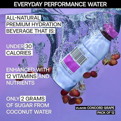 Barcode Premium Sports Hydration Drink - No Added Sugar, Concord Grape, 12 Pack - Adaptogen Drink with Electrolytes - Plan...