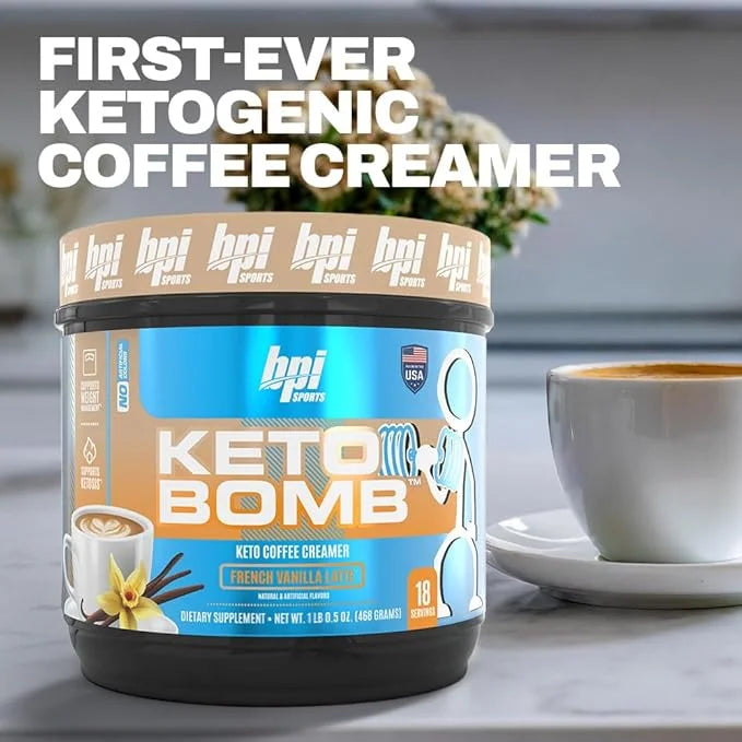 BPI Sports Keto Bomb - Promotes Energy, Hydration and Fat Loss - MCT and Electrolytes - Sugar-Free with Calcium - French V...