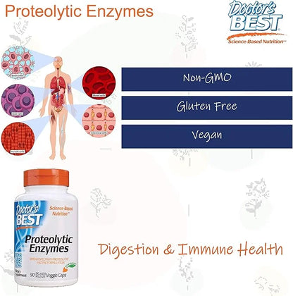 Doctor's Best Proteolytic enzymes, digestion, Muscle, 90 Veggie