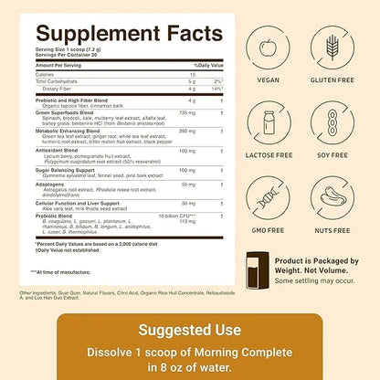 ACTIVATEDYOU Morning Complete Daily Wellness Greens Superfood Drink Mix for Gut Health w/Prebiotics, Probiotics, Antioxida...