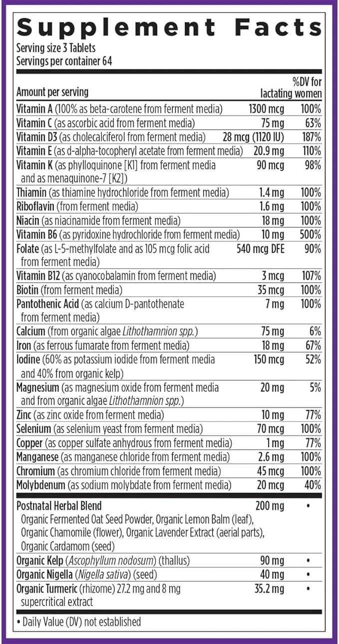 New Chapter, Postnatal Vitamins Lactation Supplement, D3 + 192 Count