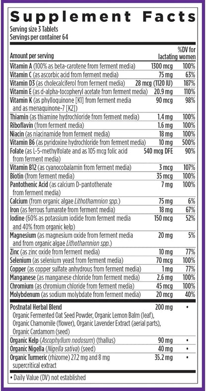 New Chapter, Postnatal Vitamins Lactation Supplement, D3 + 192 Count