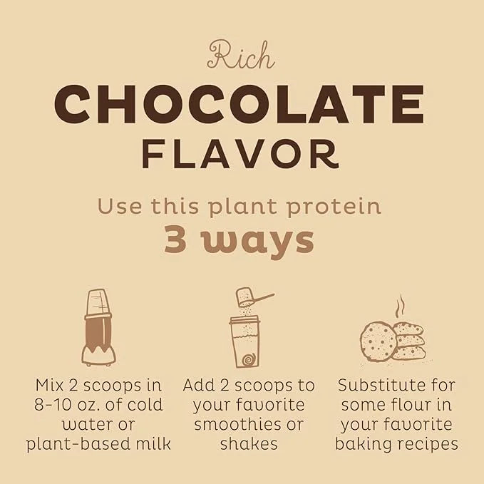 KOS Vegan Protein Powder, Chocolate USDA Organic 10 Servings