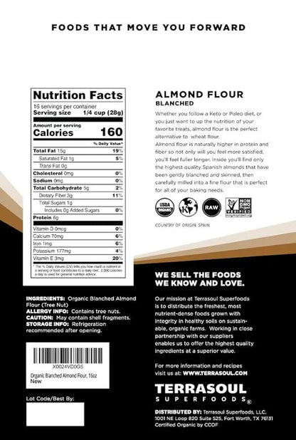 Terrasoul Superfoods Organic Almond Flour, 2 Lbs (Pack of 2) - Fine Texture | Grain-Free | Gluten-Free | Perfect for Keto ...