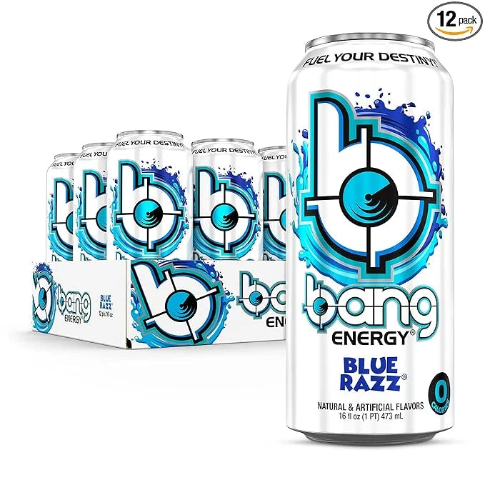Bang Energy Blue Razz, Sugar-Free Energy Drink, 16-Ounce (Pack of 12) - Product Image