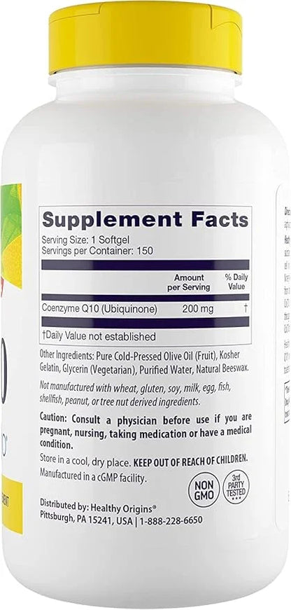 Healthy Origins CoQ10 (Kaneka Q10), 200 mg 150 Softgels