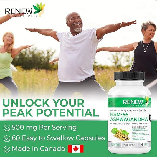Renew Actives Ashwagandha KSM-66 Capsules 60 Capsules