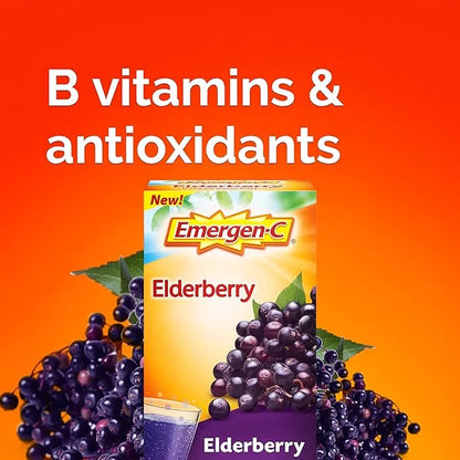 Emergen-C Elderberry Fizzy Drink Mix, Elderberry 18 Count