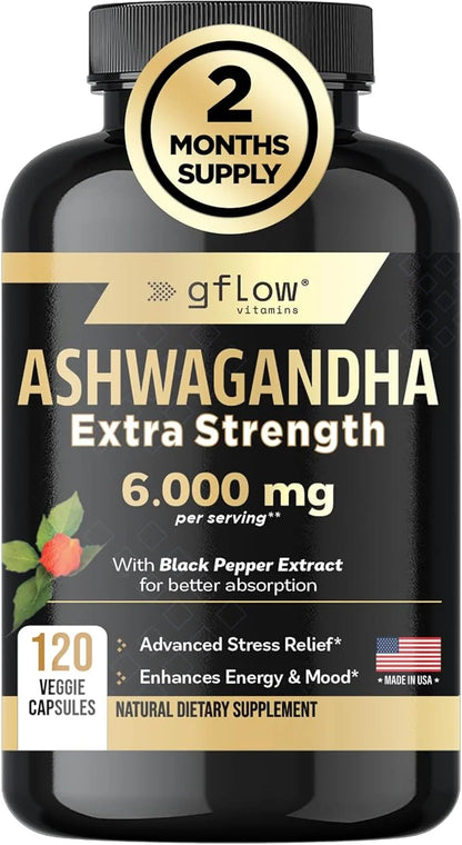 Ashwagandha Supplements - ashwagandha Powder Capsules 6000mg with