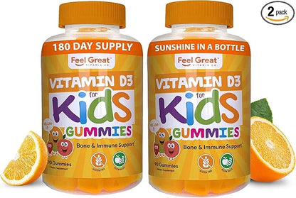 Feel Great Kids Vitamin D3 1000 D3 Gummies 2 Pack