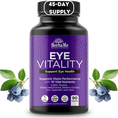 Eye Vitamins Supplement with Lutein, Bilberry, 90 Capsules,