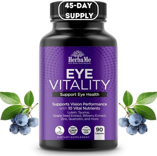 Eye Vitamins Supplement with Lutein, Bilberry, 90 Capsules,