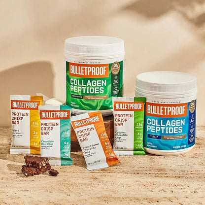 Bulletproof Fudge Brownie Collagen Protein Bars, Pack of 12, Keto-Friendly Snack with MCT Oil, Grass-fed Collagen, No Adde...