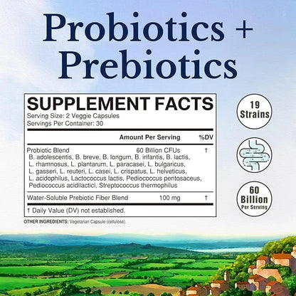 VITALITOWN Probiotics + Prebiotics 60 Billion 19 Strains 60 Delayed