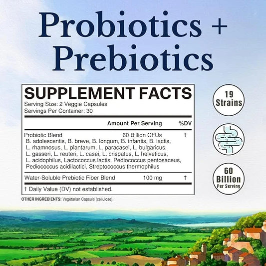 VITALITOWN Probiotics + Prebiotics 60 Billion 19 Strains 60 Delayed