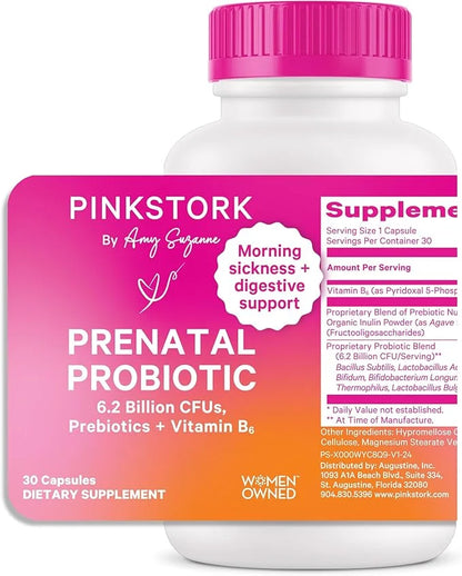 Pink Stork Prenatal Probiotics for Women B6 and 30 Capsules