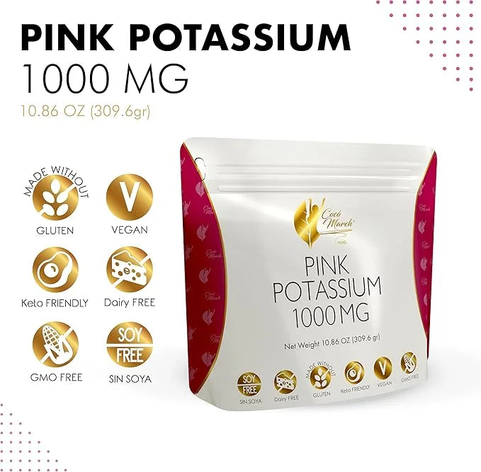 Pink Potassium Powder by Cocó March – Supports Heart Health, Muscle Function, and Bone Health. Gluten Free, Dairy Free, No...