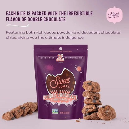 Sweet Logic Mini Cookies - Double Chocolate Brownie Cookies - Nut Free - Gluten Free Snacks - Keto - High Fiber - Non-GMO ...