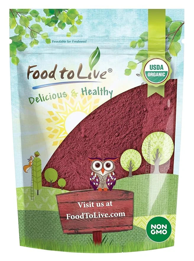 Food to Live Organic Beet Root Powder, 1 Pounds — Non-GMO, Raw, Kosher, 100% Pure, Vegan Superfood, Bulk, Rich in Iron and...