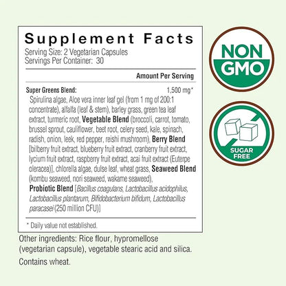 COUNTRY FARMS Super Greens Vegicaps, 32 Super Foods, Whole Food Supplement, Greens, Fruit, Vegetables, Mushrooms & Probiot...