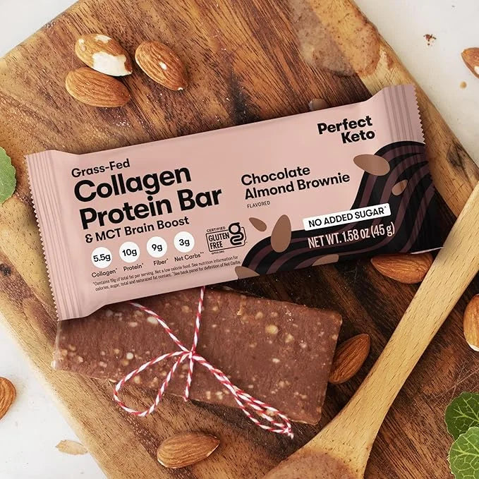 Perfect Keto Collagen Protein Bar, Gluten Free with Grass Fed Collagen + MCT Oil, Low Carb, No Sugar Added, High Protein S...