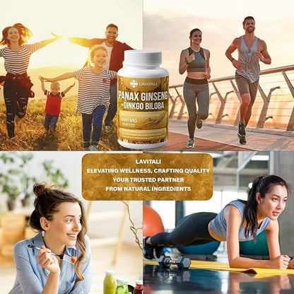 Ginseng & Ginkgo Biloba 150 Veggie 100% Natural