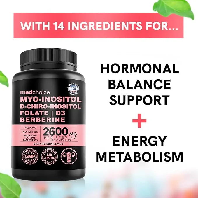 4-in-1 Inositol Supplement & Hormone Support for Women - 40:1 Myo-Inositol and D-Chiro Inositol Ovarian Support Capsules f...