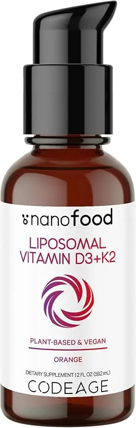 Codeage Liquid Vitamin D3 K2 Supplement, MK-7, Bone 2 fl