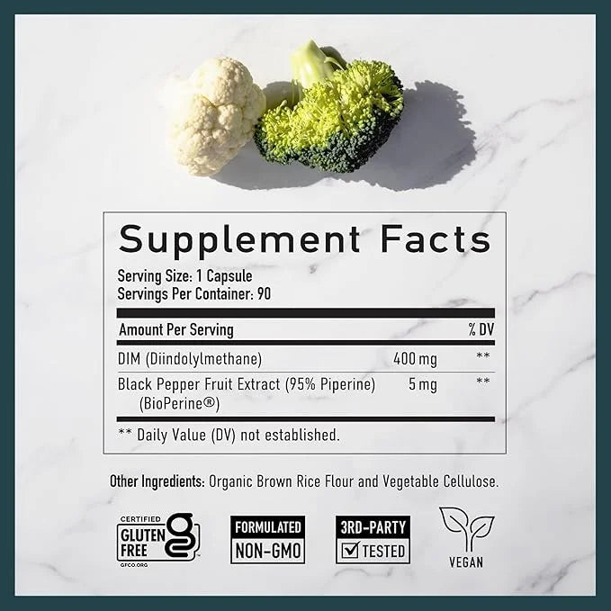 DIM Supplement 400MG Extra Strength | Hormone Balance for Men and Women | Menopause, Acne, Hot Flashes Relief, Prostate Su...