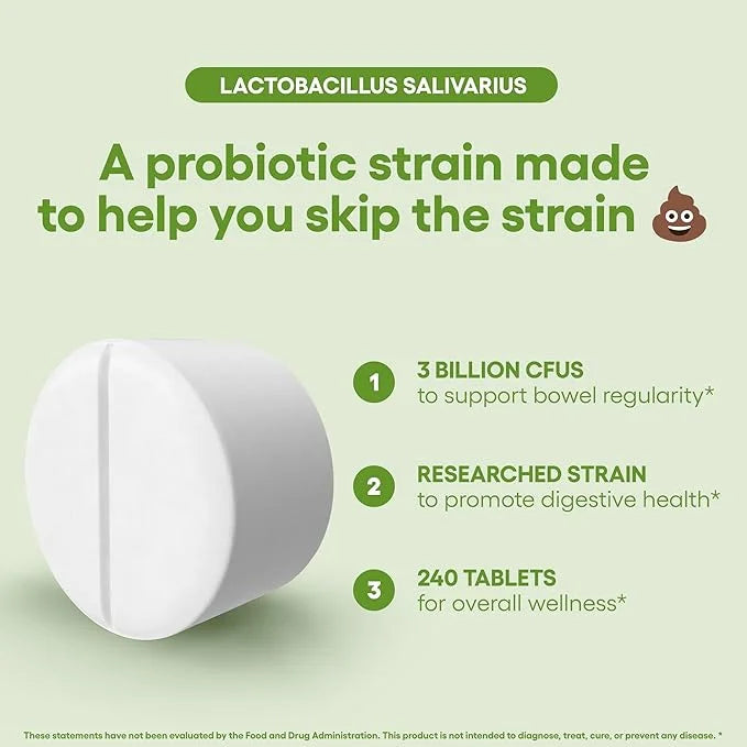 Lactobacillus Salivarius Probiotic Supplement 240 Tablets 3 Billion CFU Probiotics for Men & Women Supports Dental, Digest...