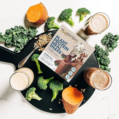 WonderSlim Plant Based Meal Replacement Shake, Variety Pack, 15g Protein, Keto Friendly & Low Carb, 1g Sugar or Less, No G...