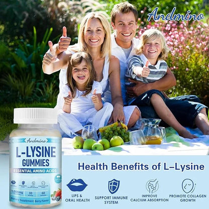 L-Lysine Gummies 1000 mg, with Trehalose, L Lysine Gummies for Lips & Oral Health, Boost Immune & Collagen & Calcium, for ...