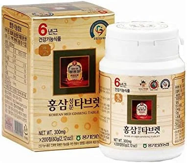Authentic 6years Korean Red Ginseng 300mg X 200 Tablets 100% Red
