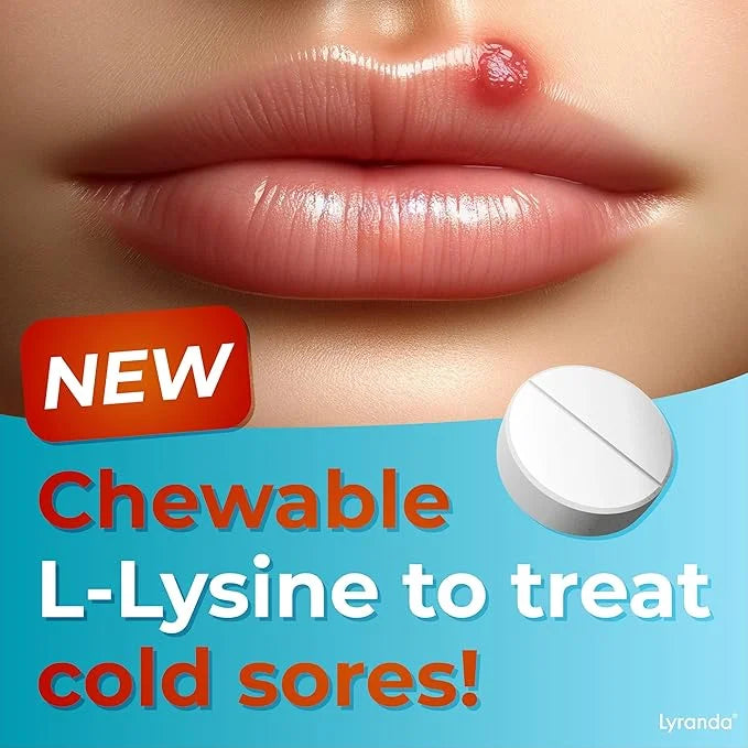 1000 mg chewable L-Lysine Tablets to Treat Cold sores - Faster Absorption and Better Hygiene - Product Image