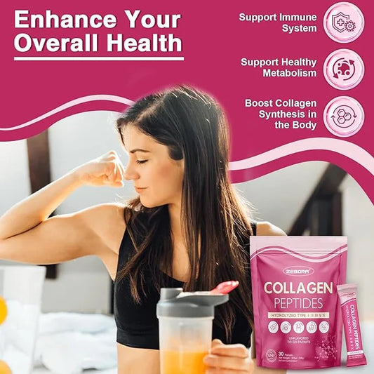 ZEBORA Collagen Peptides Powder Packets 5 Billion 30 Stick