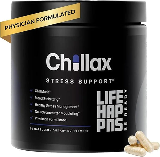 Life Happns Chillax, Calm Support Supplement, L Theanine, Magnesium, GABA and Saffron Supplements for Relaxation, Natural ...