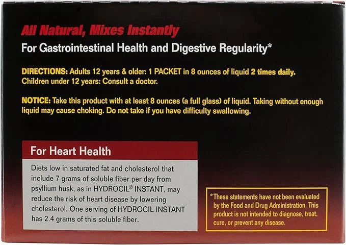 Dietary Fiber Supplement, Psyllium Husk Powder, 30 Single-Dose