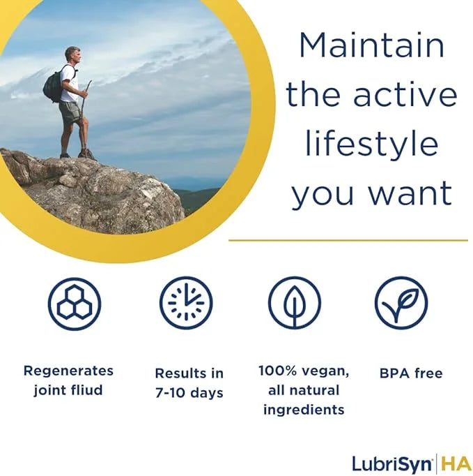 Lubrisyn HA with MSM - Proprietary Vegan Joint Relief Edible Supplement Made in USA for Humans - 30 Day Supply of Liquid H...