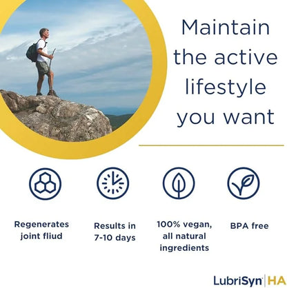 Lubrisyn HA with MSM - Proprietary Vegan Joint Relief Edible Supplement Made in USA for Humans - 30 Day Supply of Liquid H...