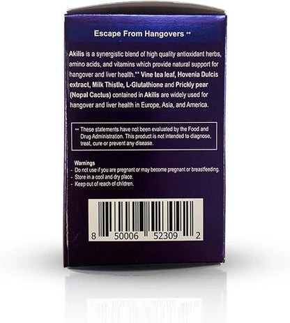 Akilis Antioxidant Liver Support Pills 100 Vegi Caps (33 Doses), Better Mornings After Drinking, Hovenia dulcis, Vine Tea ...