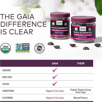 Gaia Herbs Black Elderberry (Sambucus Nigra) 80 Gummies