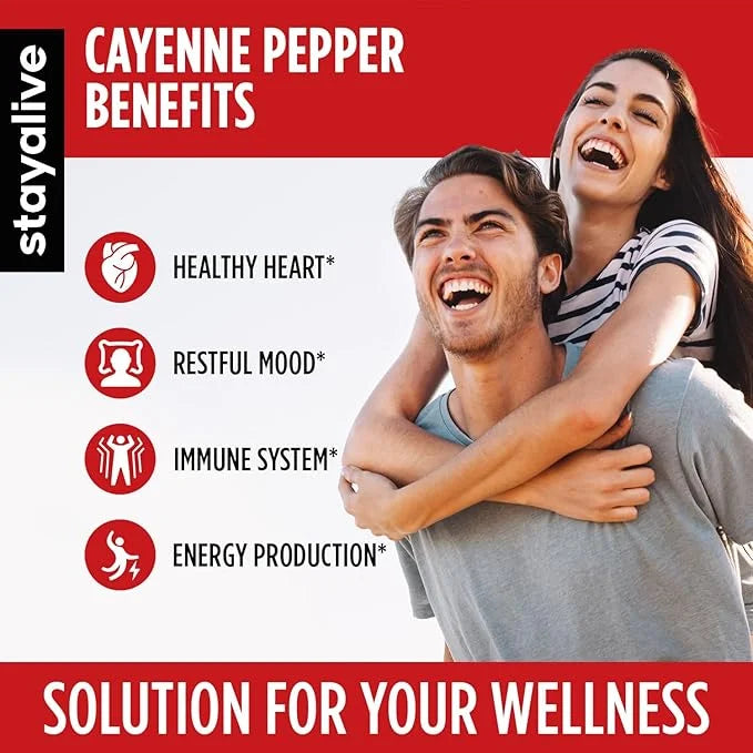 Stay Alive Cayenne Pepper 8000mg, Ginger 1500mg, Garlic 1500mg, Turmeric 1500mg, BeetRoot 3000mg, Black 120 Cayenne